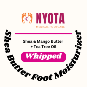 Nyota Medical Footcare Whipped Shea Butter Foot Moisturizer with mango butter and tea tree oil for dry, cracked feet